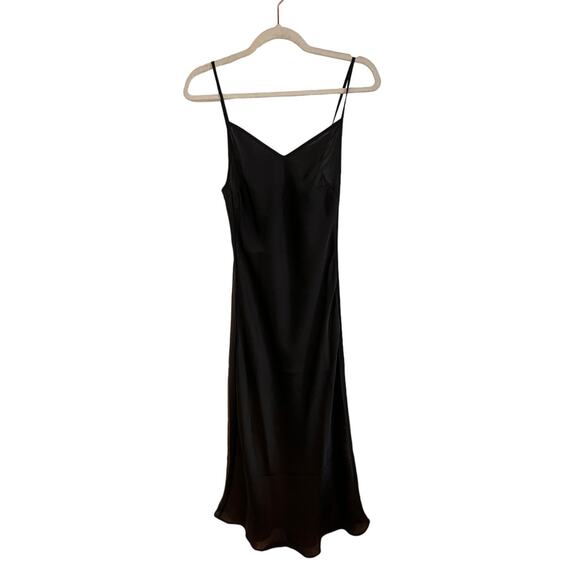 NWT Rumored Black Simple Satin Slip Midi Dress Small - Picture 1 of 8